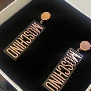 Moschino Black and Gold Lightweight Post Earrings